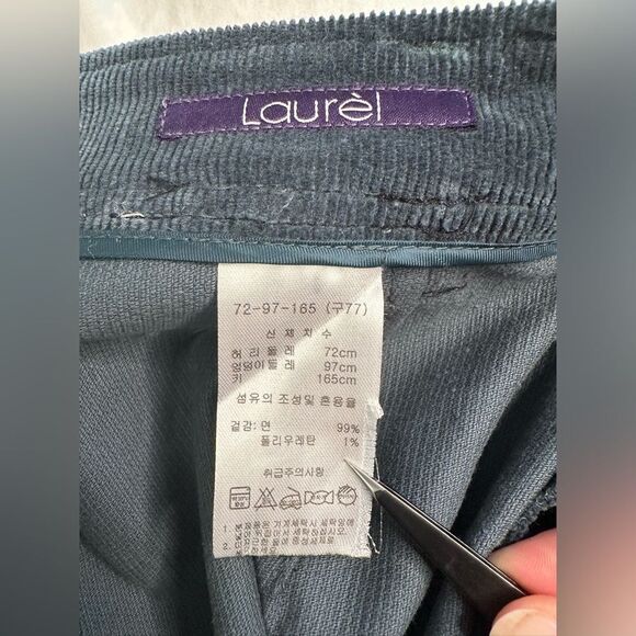 Laurèl Teal Corduroy Midi Skirt with Belt, Pockets, High Waist, Size 77 (US M/L) - Picture 9 of 10